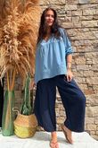 Prairie Pintuck Cotton Smock Denim